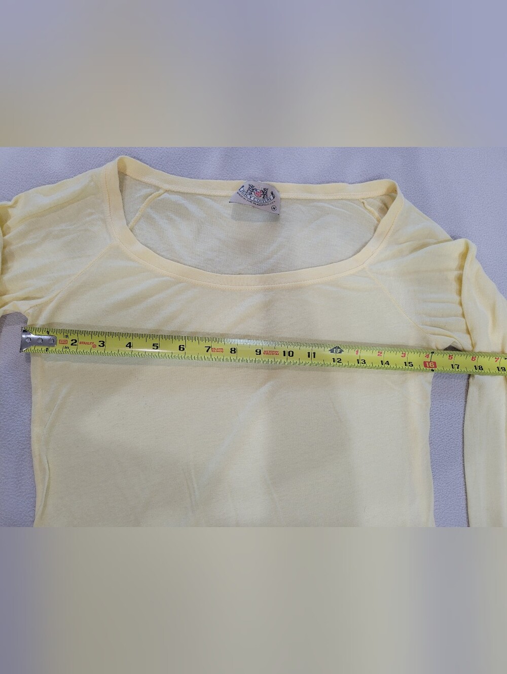 Vintage Juicy Couture Light Yellow Women’s Scoop Neck Long Sleeve Top - Picture 5 of 6